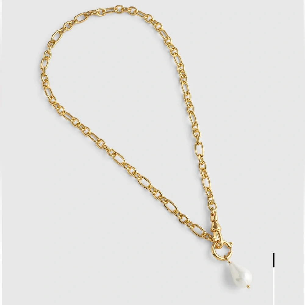 Madewell Gold Chain Necklace with White Pearl Drop - Picture 2 of 6